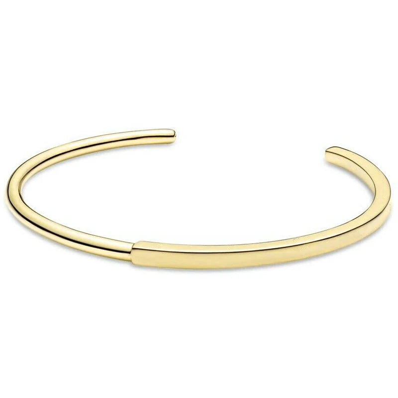 925 Silver I-D Bangle Bracelet Engraved Bar Link Fit Europe Bead Charm DIY