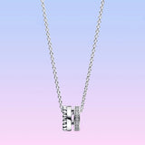 925 Silver Logo Pave Beads Pendant Necklace for Women