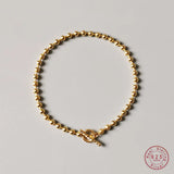 925 Silver 18K Bead Chain Bracelet Women Light Party Wedding Jewelry Gift