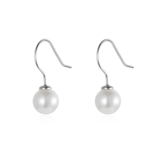 925 Sterling Silver Simulated Pearl Ear Hook Earrings for Women