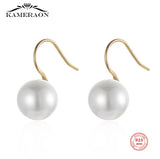 925 Sterling Silver Simulated Pearl Ear Hook Earrings for Women