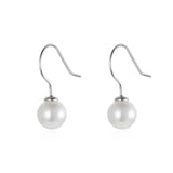 925 Sterling Silver Simulated Pearl Ear Hook Earrings for Women