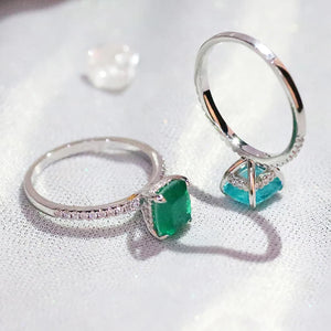 925 Sterling Silver Tourmaline Paraiba Ring for Women - Wedding Statement Ring