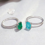 925 Sterling Silver Tourmaline Paraiba Ring for Women - Wedding Statement Ring