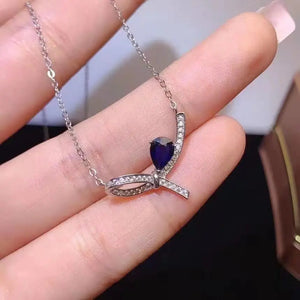 925 Silver Bow Clavicle Chain Zircon Pendant Necklace