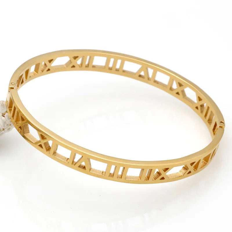 925 Silver Bangle Smooth Roman Numeral Classic Bracelet