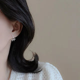 925 Silver Bow Stud Earrings Elegant Zircon Party Jewelry