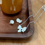 925 Sterling Silver Bowknot Short Necklace Sweet Silver Clavicle Chain