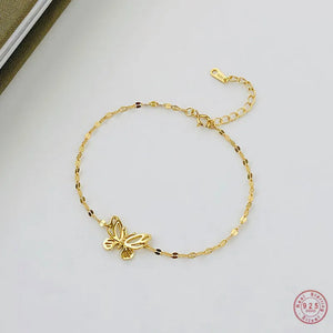 925 Silver Butterfly Chain Bracelet Women Adjustable Party Jewelry