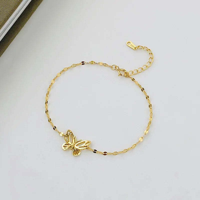 925 Silver Butterfly Chain Bracelet Women Adjustable Party Jewelry