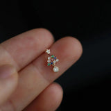 925 Silver Christmas Tree Stud Earrings with Crystals