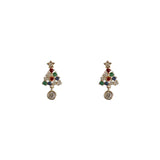 925 Silver Christmas Tree Stud Earrings with Crystals