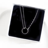 925 Silver Circle Clavicle Chain Double Necklace Women Wedding Party Jewelry