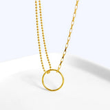 925 Silver Circle Clavicle Chain Double Necklace Women Wedding Party Jewelry