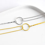 925 Silver Circle Clavicle Chain Double Necklace Women Wedding Party Jewelry