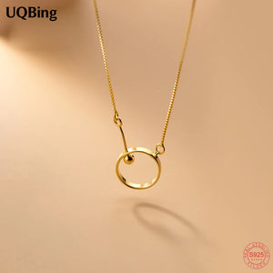 925 Sterling Silver Circle Round Pendant Necklaces Women Party Jewelry