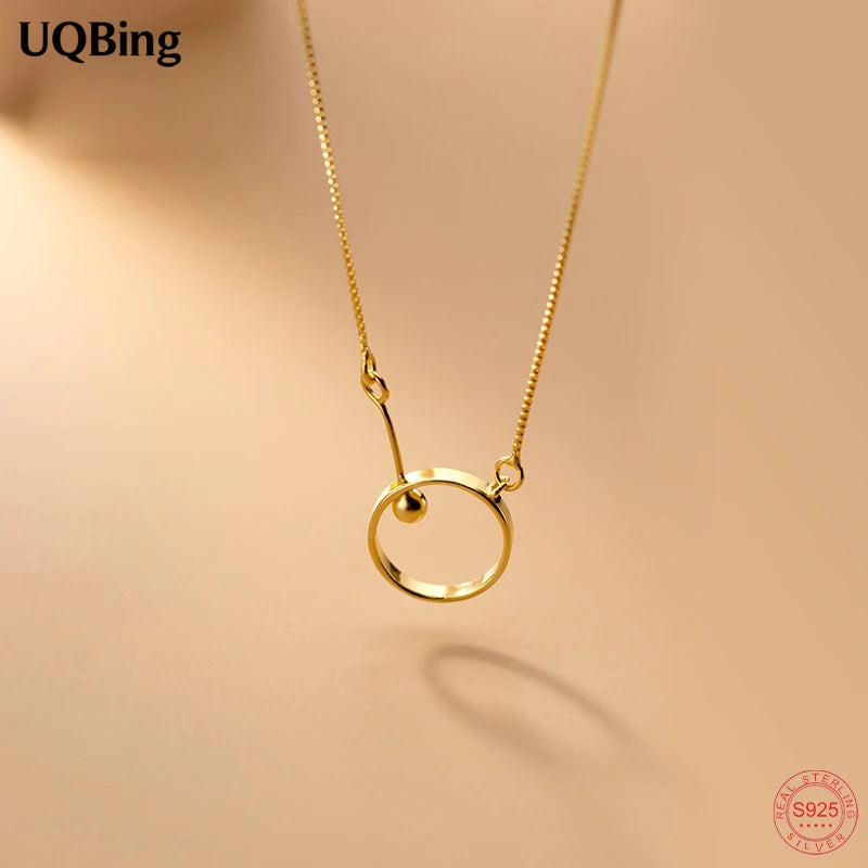 925 Sterling Silver Circle Round Pendant Necklaces Women Party Jewelry