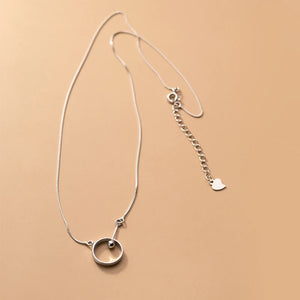 925 Sterling Silver Circle Round Pendant Necklaces Women Party Jewelry