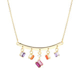 925 Silver Zircon Pendant Tassel Chain Necklace Women Party Jewelry