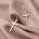 925 Silver Cross Dangle Earrings Wedding Party Jewelry Gift