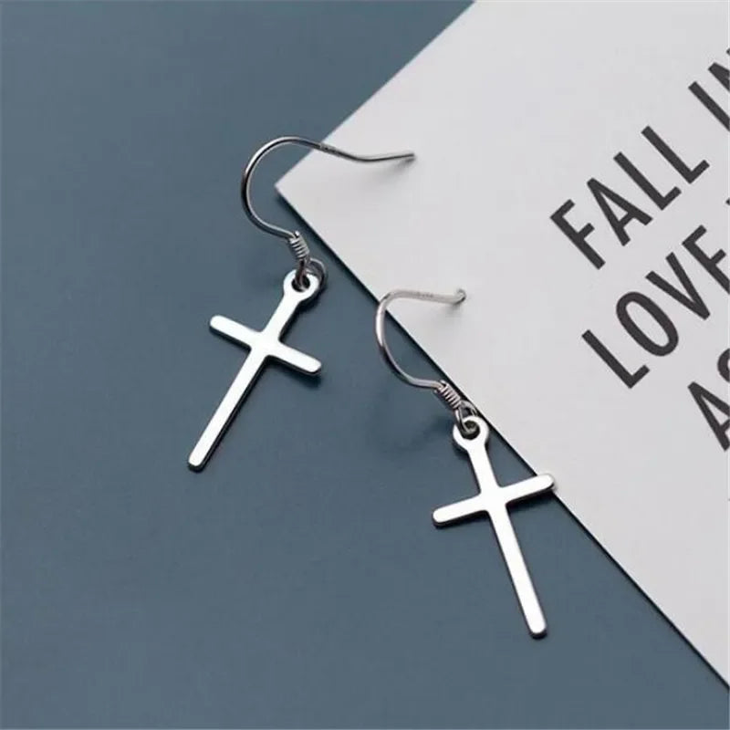 925 Silver Cross Dangle Earrings Wedding Party Jewelry Gift