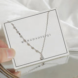 925 Silver Crystal Pendant Irregular Chain Necklace Light Wedding Jewelry