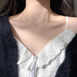 925 Silver Crystal Pendant Irregular Chain Necklace Light Wedding Jewelry