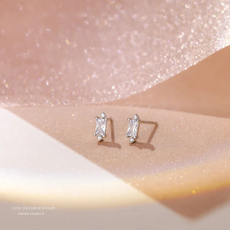 925 Silver Zircon Stud Earrings Wedding