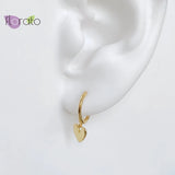 925 Silver Sweet Heart Hoop Earrings Heart-shaped Circle Piercing Jewelry