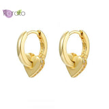 925 Silver Sweet Heart Hoop Earrings Heart-shaped Circle Piercing Jewelry
