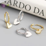 925 Silver Sweet Heart Hoop Earrings Heart-shaped Circle Piercing Jewelry