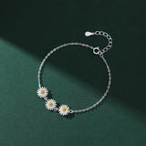 925 Silver Daisy Flower Bracelet for Women Girl Jewelry