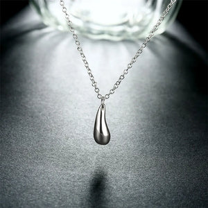 925 Silver Small Water Drop Necklace Women Engagement Wedding Gift