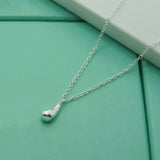 925 Silver Small Water Drop Necklace Women Engagement Wedding Gift