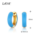 925 Silver Circle Enamel Paint Earrings For Women