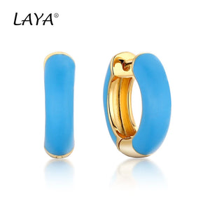 925 Silver Circle Enamel Paint Earrings For Women