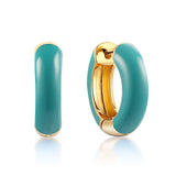 925 Silver Circle Enamel Paint Earrings For Women