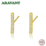925 Silver Tiny Zircon Stud Earring Geometric Design