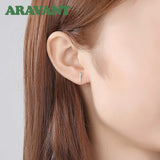 925 Silver Tiny Zircon Stud Earring Geometric Design