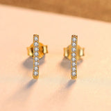 925 Silver Tiny Zircon Stud Earring Geometric Design