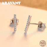 925 Silver Tiny Zircon Stud Earring Geometric Design