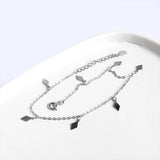 925 Silver Diamond Geometric Pendant Anklet for Women