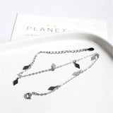 925 Silver Diamond Geometric Pendant Anklet for Women