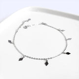 925 Silver Diamond Geometric Pendant Anklet for Women