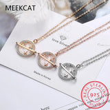 925 Silver Diamond Planet Pendant Necklace Wedding Party Jewelry