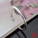 925 Silver Double Beads Open Cuff Bracelet Bangle Women Wedding Jewelry