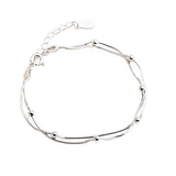 925 Sterling Silver Double Layer Snake Beads Chain Small Ball Bracelet