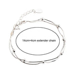 925 Sterling Silver Double Layer Snake Beads Chain Small Ball Bracelet