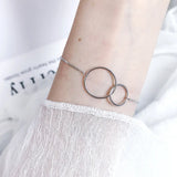 925 Silver Double Ring Geometric Bracelet Women Temperament Jewelry
