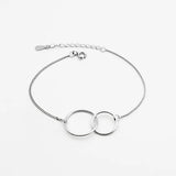 925 Silver Double Ring Geometric Bracelet Women Temperament Jewelry